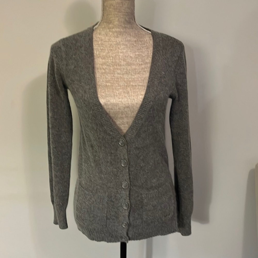 Aeropostale Grey Cardigan XLong Rabbit Hair blend P/S